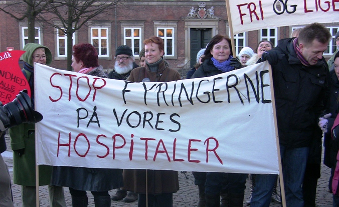 Demonstration mod fyringer og udsultning af sundhedsvæsenet 2. marts 2010